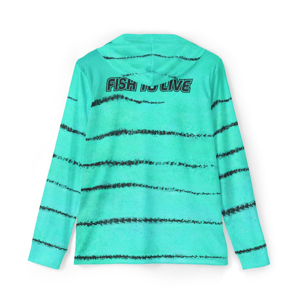 Fishaholic Seafoam Green Striper Performance Hoodie