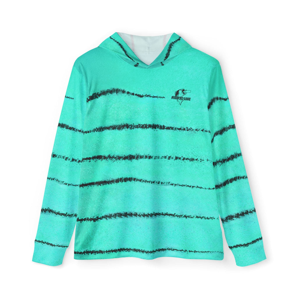 Fishaholic Seafoam Green Striper Performance Hoodie