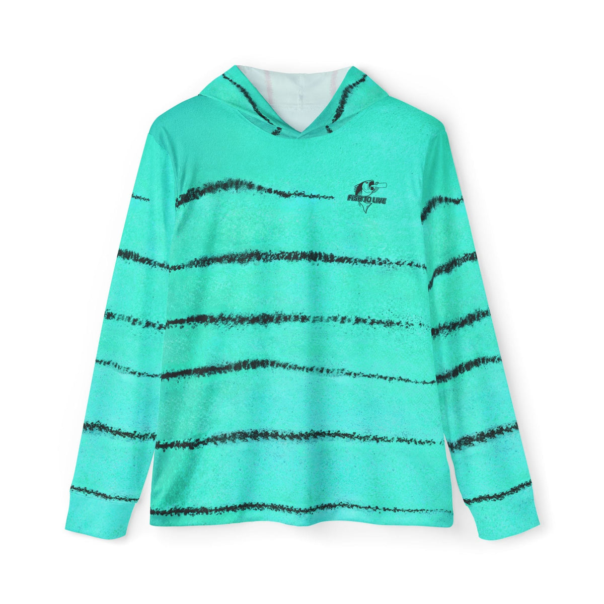 Fishaholic Seafoam Green Striper Performance Hoodie