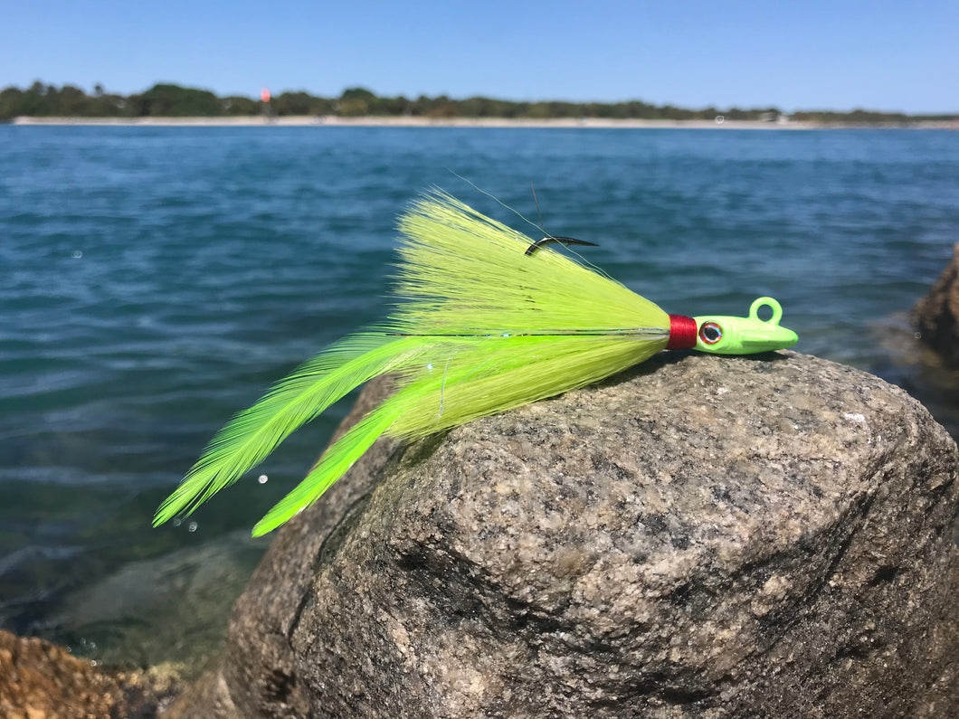 Chartreuse/Green Fishaholic Fishing Squid Bucktail – FishAholic Fishing