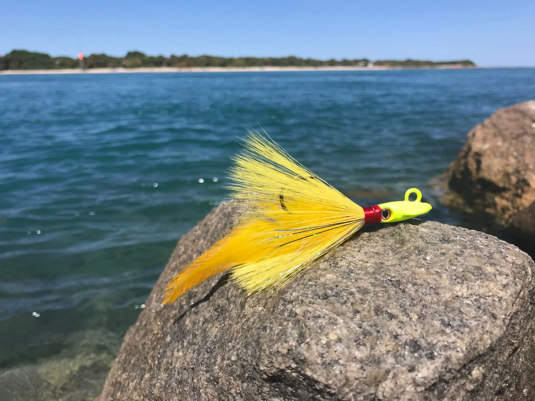 Yellow Fishaholic Fishing Squid Bucktail – FishAholic Fishing